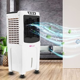 Casa Copenhagen, - SW29 Collection- 75 L Personal Air Cooler with Anti Bacterial Honeycomb Pads, 3rd Turbo Fan, Powerful Air Throw with Auto Swing and 3-Speed Control with Low Power Consumption - Black Poison /White Poison
