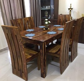 Mamta Decoration Sheesham Wood Dining Table with 6 Chair for Dining Room Wooden 6 Seater Dining Table Sets for Home Kitchen Living Room Furniture (Honey Teak Finish)
