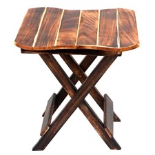 CraftsX2Z Wooden Folding Adjustable Brown End Table/Coffee Table/Lamp Stand/Plant Table (Square)