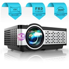 EGate i9 Pro-Max 1080p Native Full HD Projector 4k Support | 3600 L (330 ANSI ) | 150" (381 cm) Large Screen | VGA, AV, HDMI, SD Card, USB, Audio Out | (E03i31 / E04i32) Black