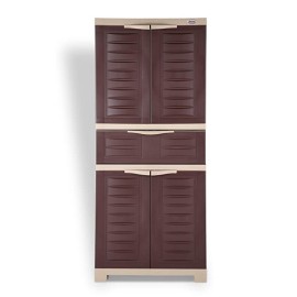Supreme Fusion-2 MDR 1 Plastic Cupboard/Cabinet Globus Brown/Dark Beige,4 Doors