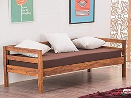 RSFURNITURE Wooden Couch for Living Room | Solid Wood Couch for Bedroom | 3 Seater Couch for Drawing Room | Sheesham Wood, Brown Finish