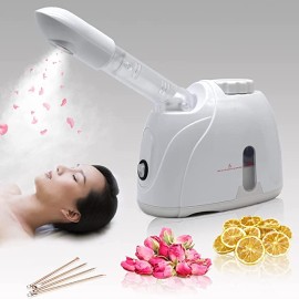 Flyson 2 in 1 Facial Steamer and Hair Steamer Face Sauna Humidifier Hot Mist Moisturizing for For Cold and Cough Nose Facial SPA Skin Care Salon (White)